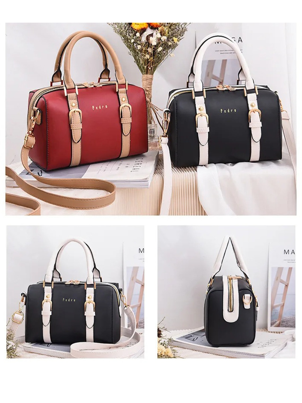 【0277】Bicolor Boston Style Shoulder Hand Bag