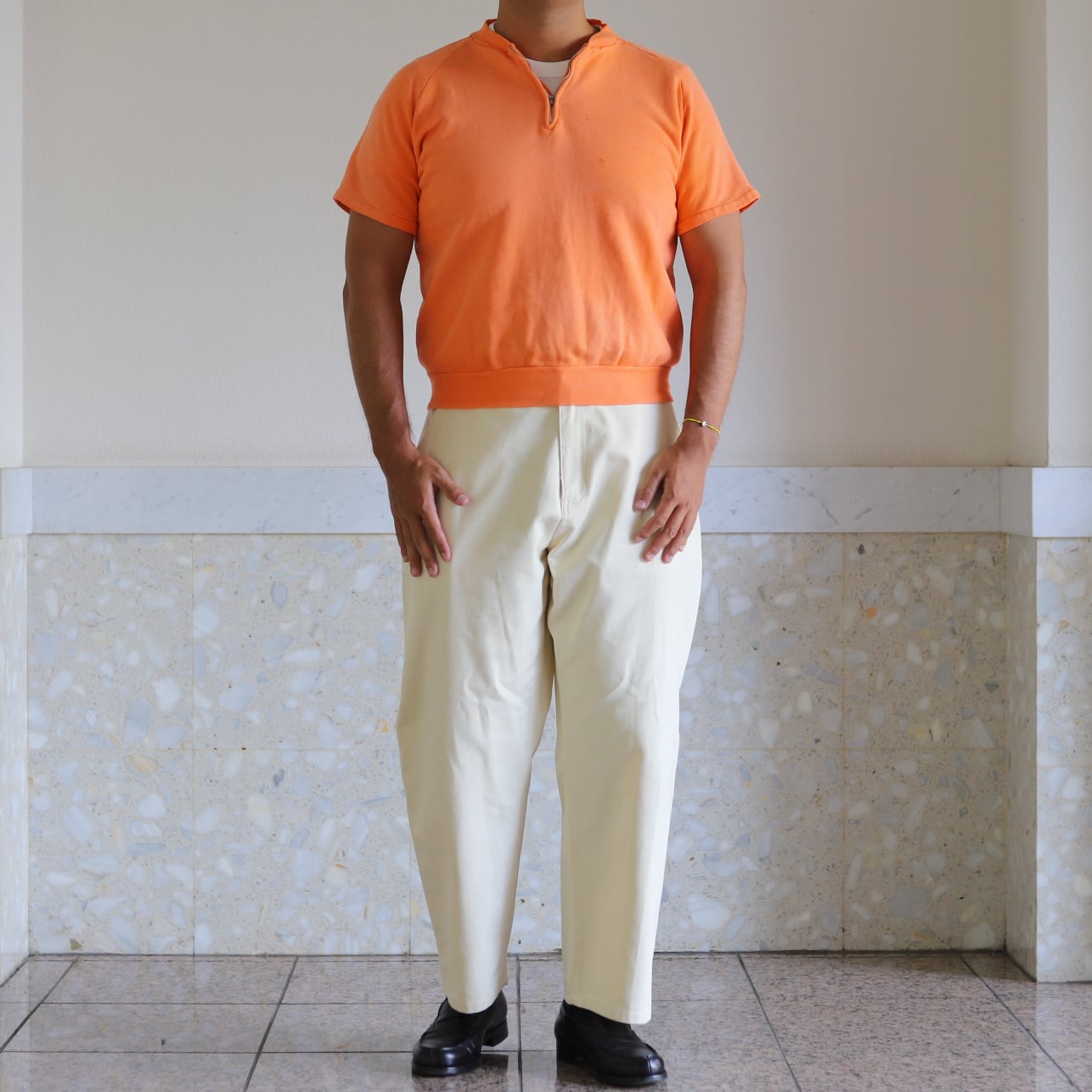 希少】50s special vintage s/s raglan sweat shirt half zip fade