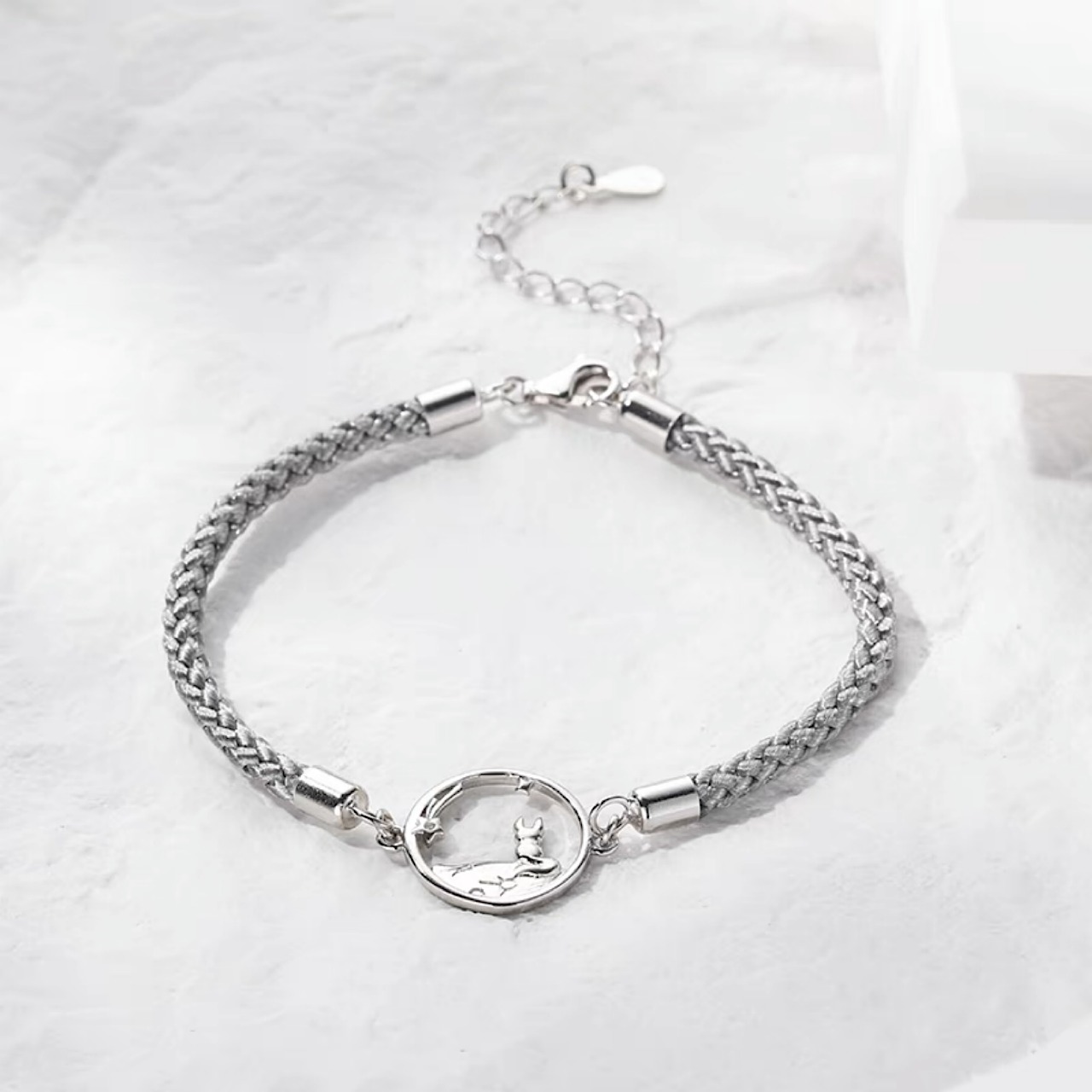 【ペアブレスレット】王子と狐 かわいい ブラック ホワイト ブレスレット