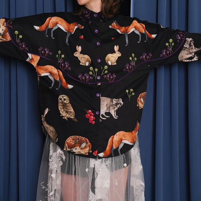 retro art dreaming animal print shirt 1006