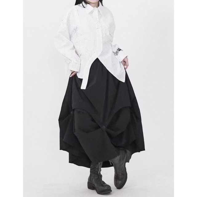 Button tuck design maxi skirt C1448