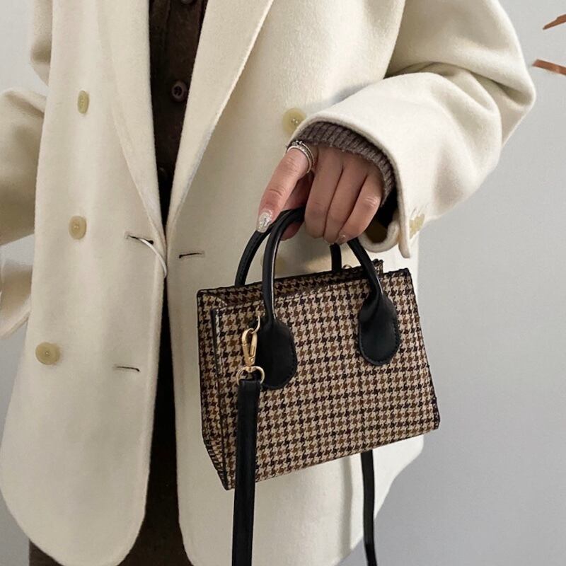 上品 クラシカル チェック 2way バック コンパクト ショルダー 秋っぽ デート 女子会 コーデ 高見え こなれ女子 Lamitte Deco トレンド 韓国ファッション ショップ Base店