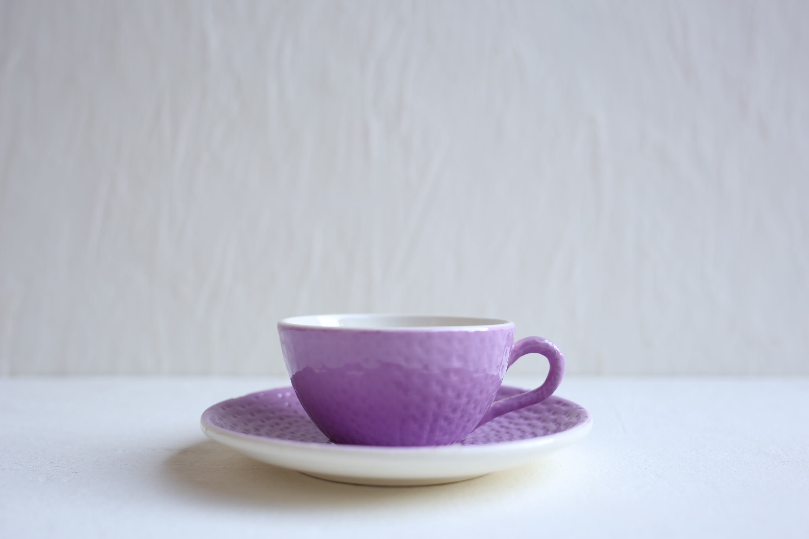 フランス アンティーク ヴィンテージ DIGOIN&SARREGUEMINES サルグミンヌ カップ&ソーサー(パープル)N-03126b