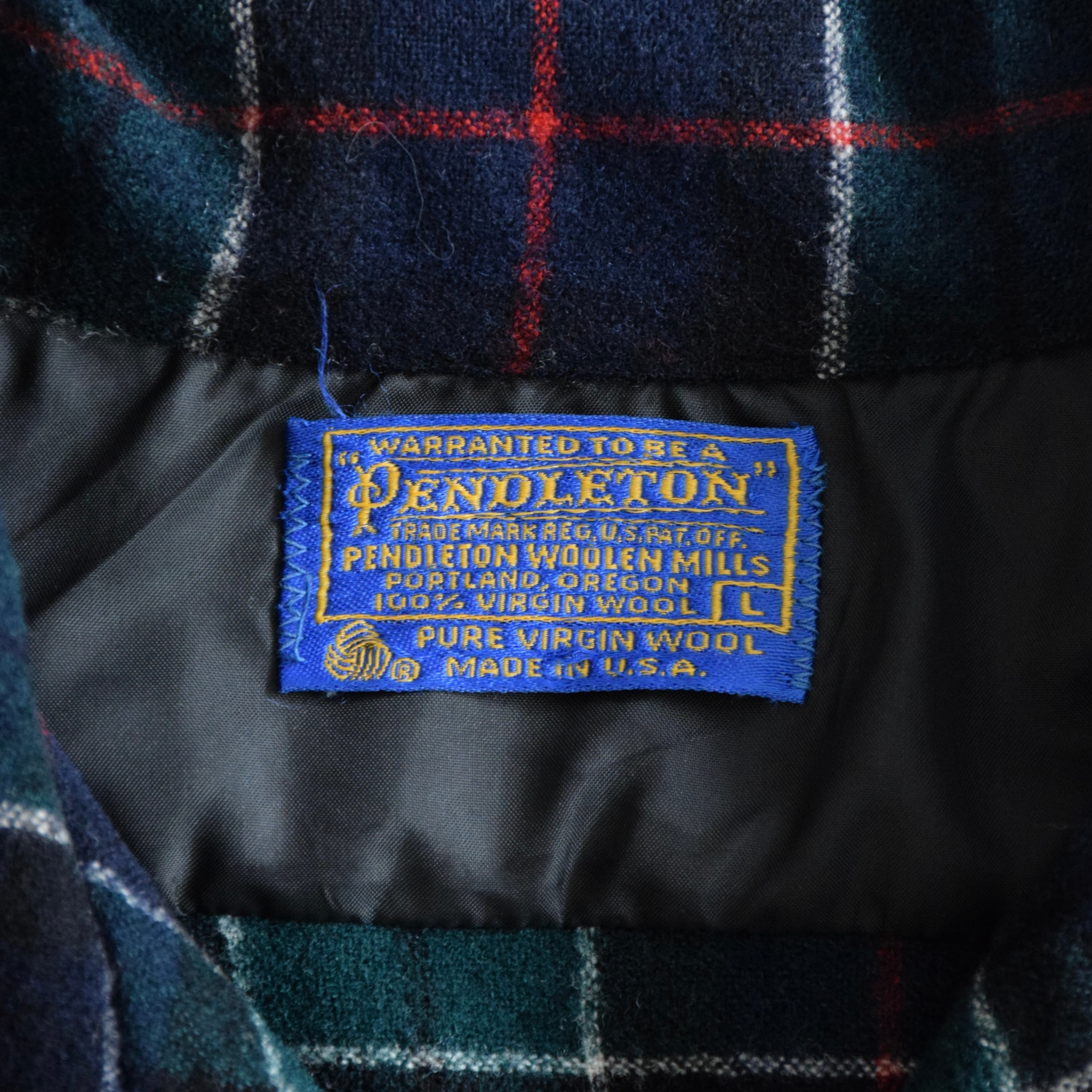 70's USA製 Pendleton ウールボードシャツ メンズL グリーン ペン