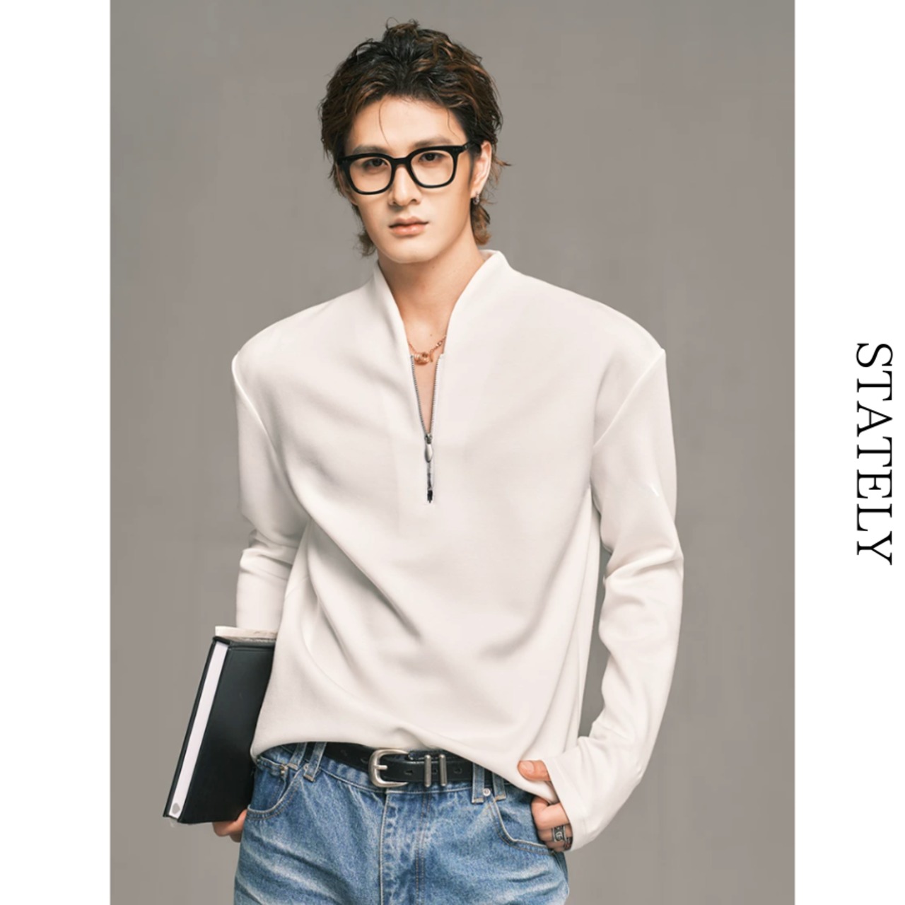 Half Zip モードトップス/2color_T225・画像6