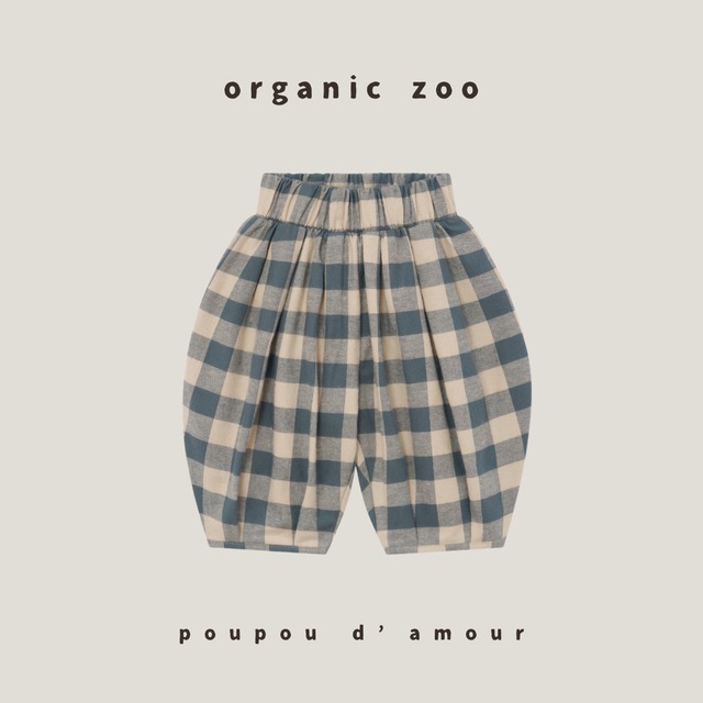 送料無料	organic zoo｜	Fog Blue Gingham Lodge Pants/ ギンガムチェック バルーンパンツ フォグブルー｜海外子供服 オーガニックズー