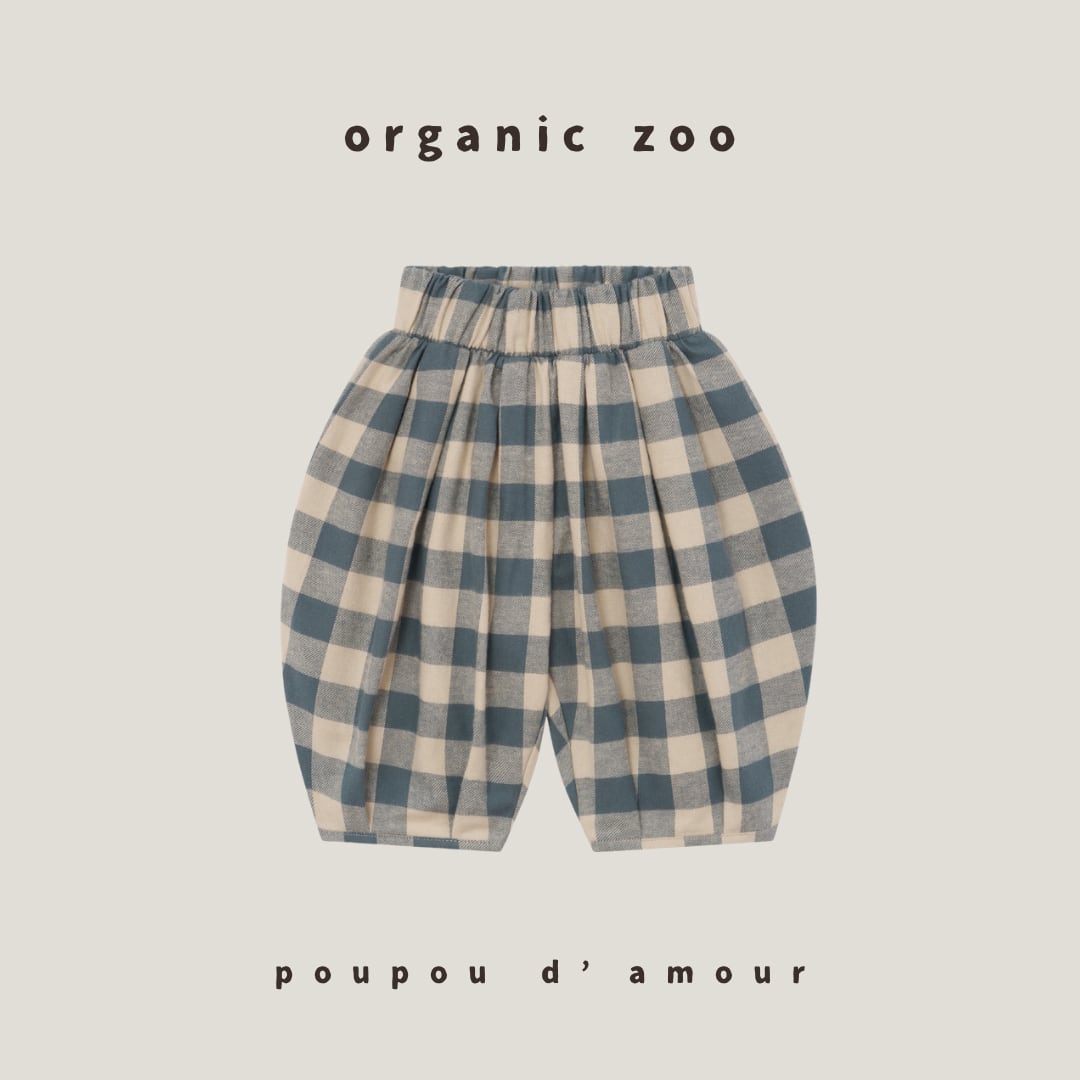 送料無料 organic zoo| Fog Blue Gingham Lodge Pants/ ギンガムチェック バルーンパンツ フォグブルー|海外子供服 オーガニックズー