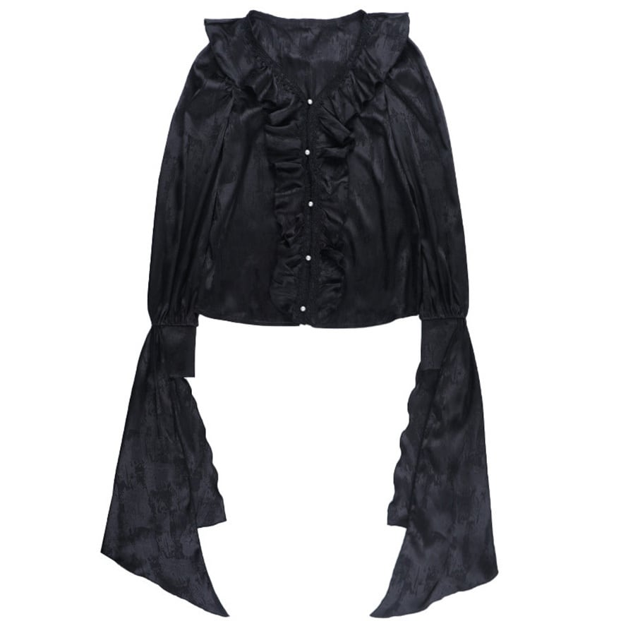 ゴスロリ 長袖シャツ アシンメトリーシャツ 袖コンシャス パーティ