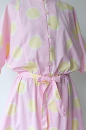 Pink yellow dot short sleeve shirt dress