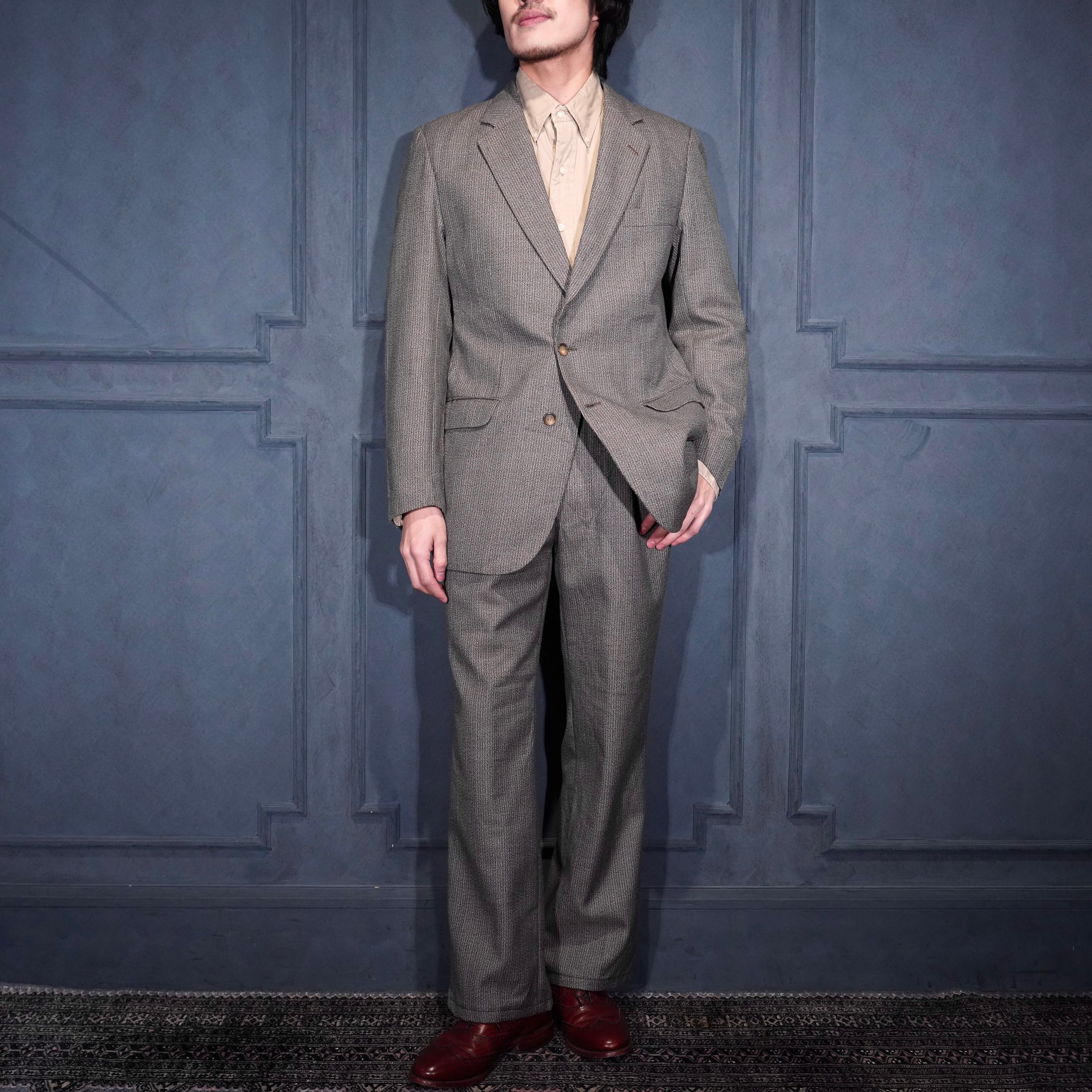 70s USA製 グレーセットアップ スーツ ヴィンテージ HAGGAR - Made In USA】ヴィンテージ スーツ セットアップ【1980's