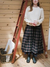 Forêt Tartan Check Wool Volume Skirt F0867