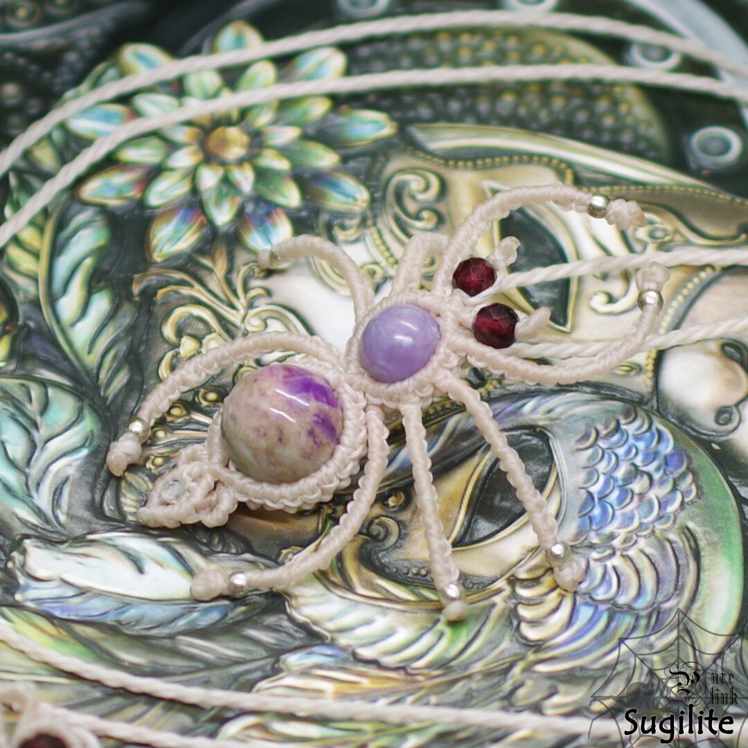 神仏の使い『スギライト』蜘蛛マクラメ編トップネックレス6 | 魔石の部屋