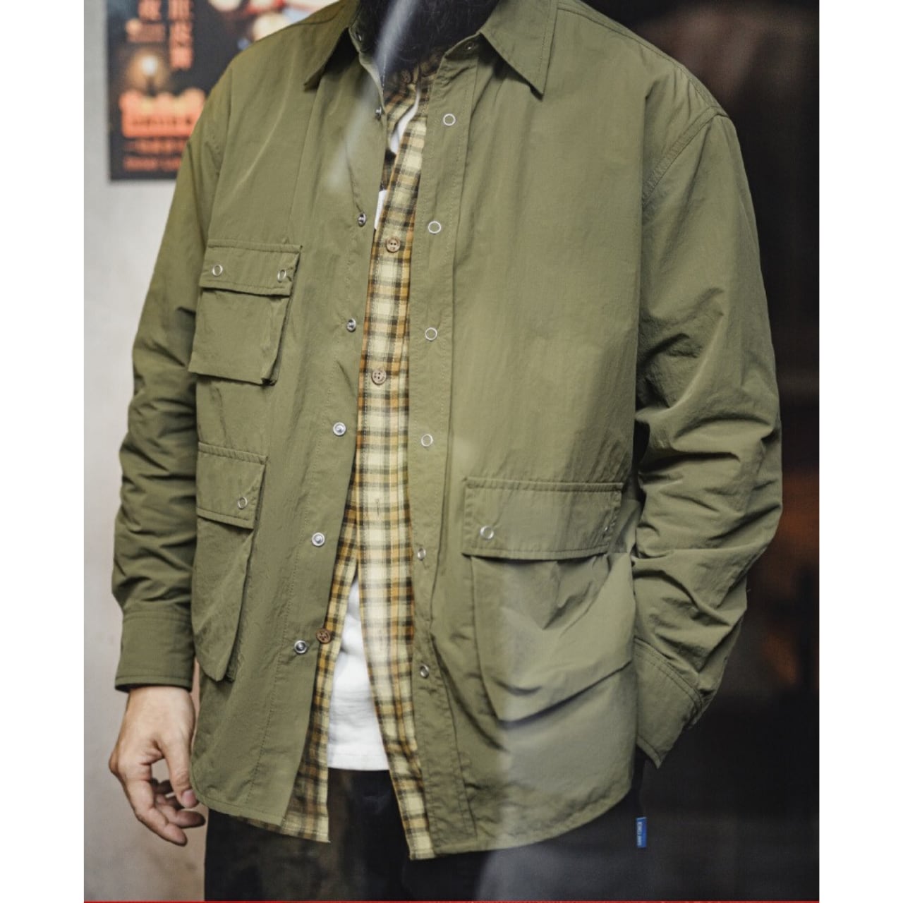 ユーティリティシャツジャケット ボックスシルエット レギュラーカラー 00228