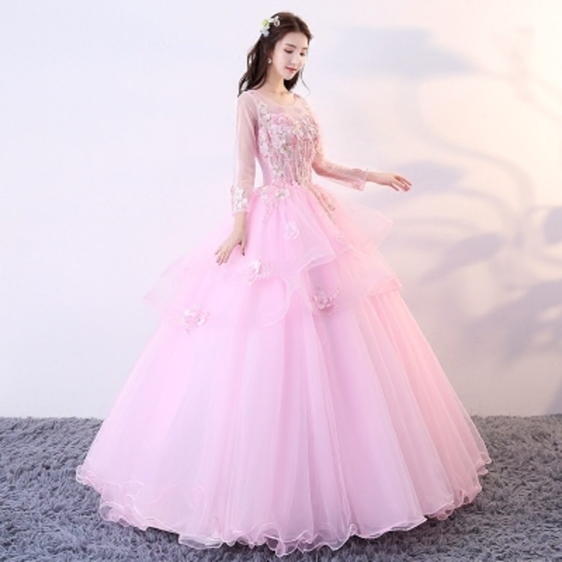 カラードレス ピンク ソフトチュール プリンセスライン 美品  