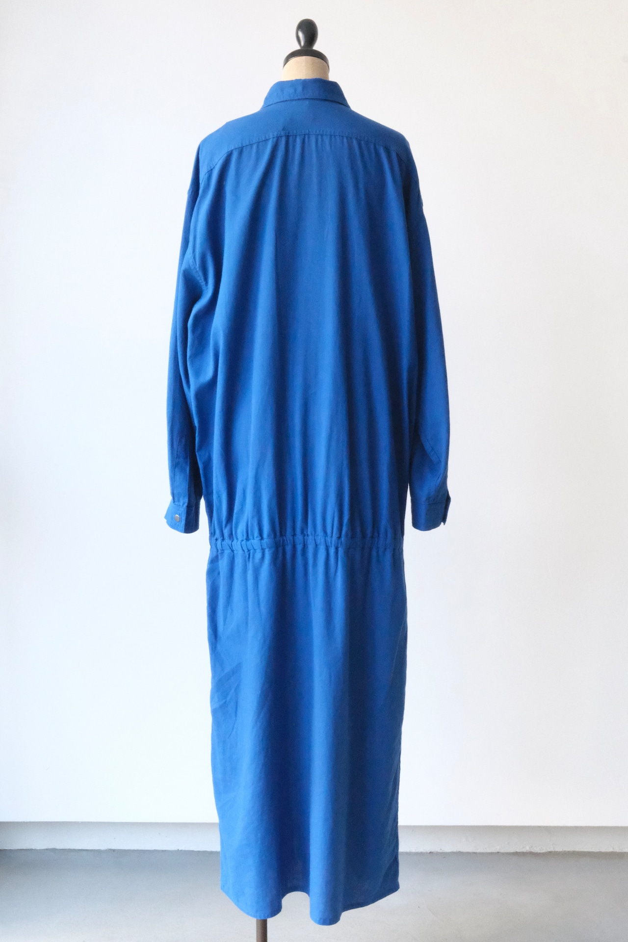 Vuokko cobalt blue cotton snap button shirt dress