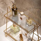 ラック 軽量 高級 洗面台 化粧品 収納ラック 二層 バスルーム デスクトップ収納ラック スキンケア 香水 コスメ クリア 白 スクエア型