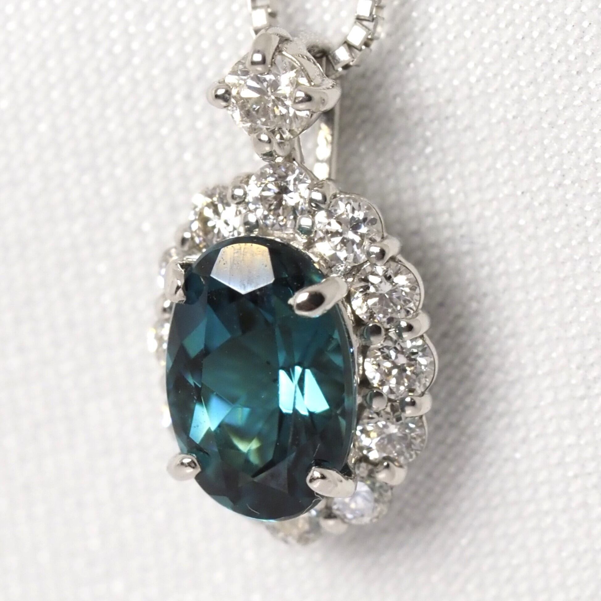 インディゴライトトルマリン 0.51.ct D0.17ct ネックレス pt950  