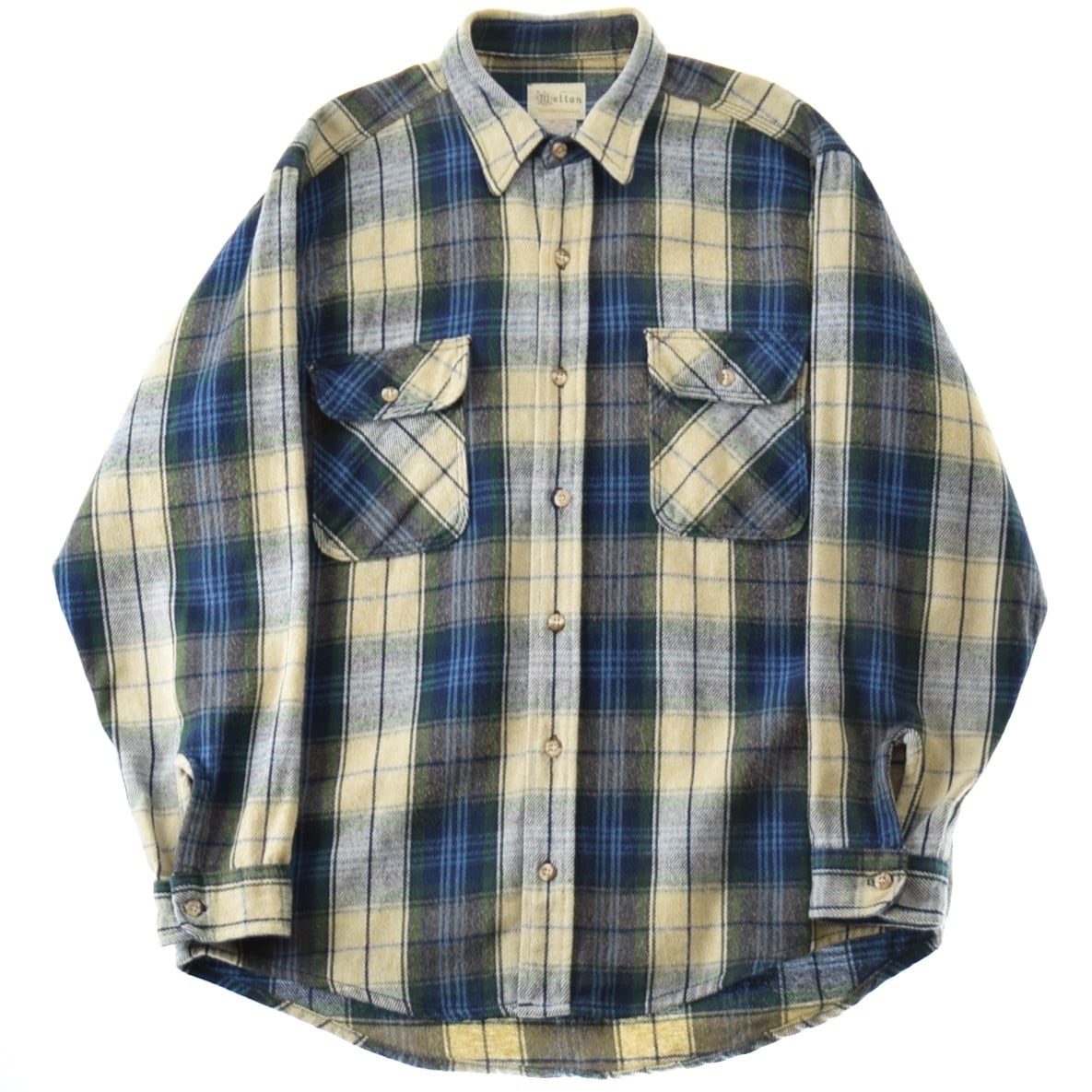 's "melton" Heavy Cotton Flannel Shirt Made In USA / 年代