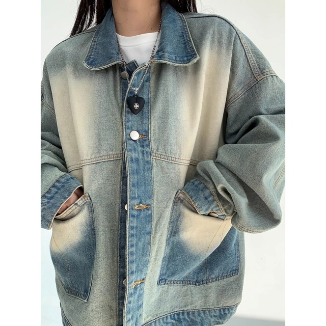 グラデーションブリーチルーズフォルムデニムジャケット 1col   R01838