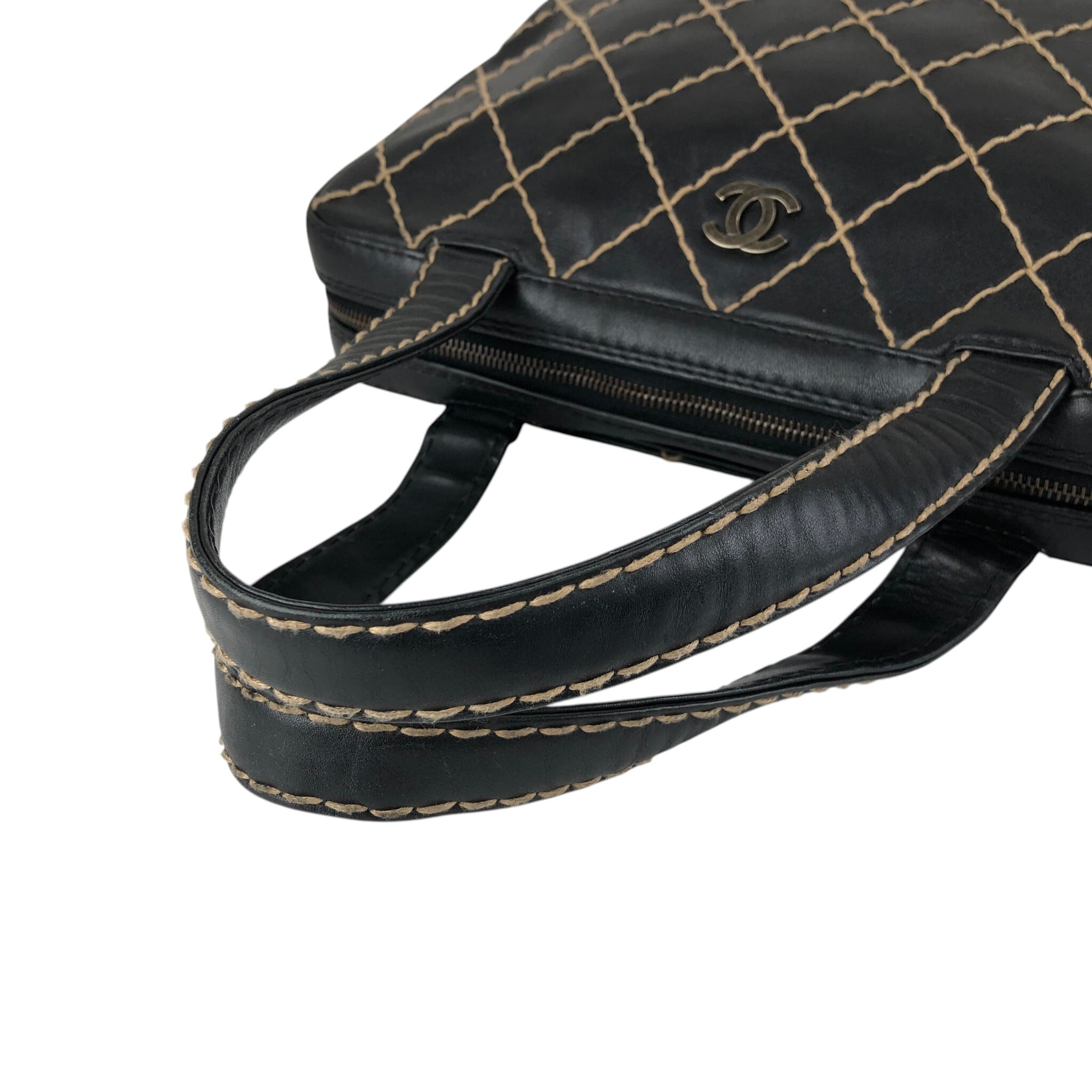 CHANEL シャネル ハンドバッグ ブラック ココマーク レザー トート CHANEL シャネル ハンドバッグ ブラック ココマーク レザー トート