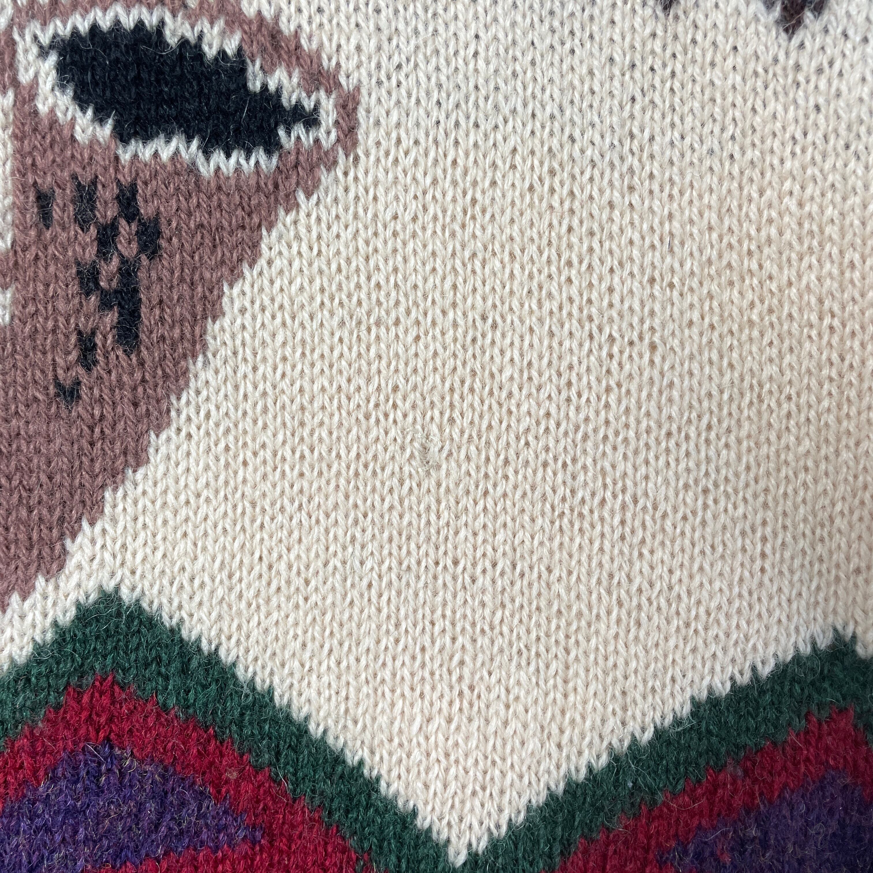 80年代 Woolrich ウールリッチ 乗馬 アニマル柄 ウールニットセーター
