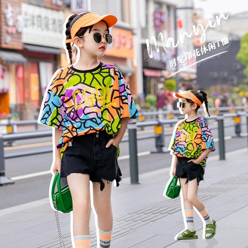 Tシャツ プリントサマースタイルドレス ルーズトップス コットン 夏物 トレンディボーイ93344725661
