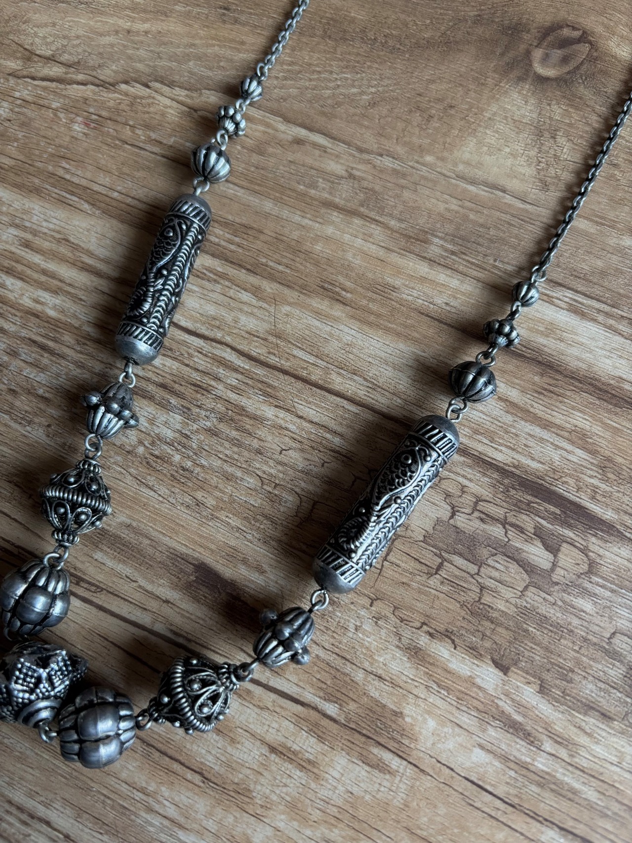 tribal metal long necklace-5147-8