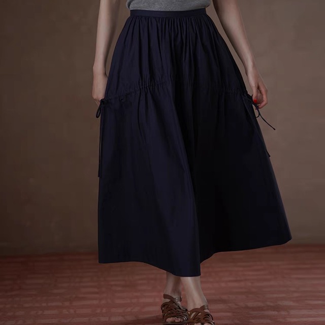 ドローストリングデザインギャザーフレアースカート　　1280