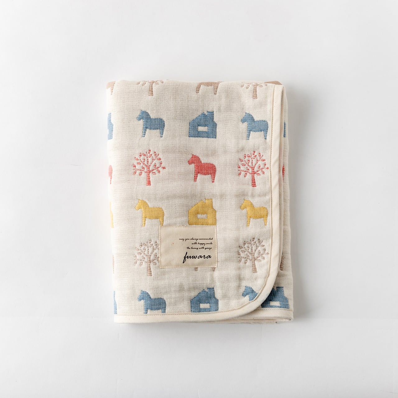 六重織ガーゼケット(おでかけサイズ) 木馬/多色