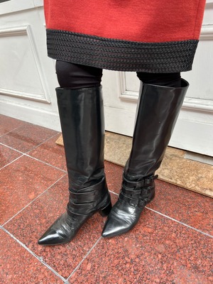 JIL SANDER / vintage belt design leather boots.