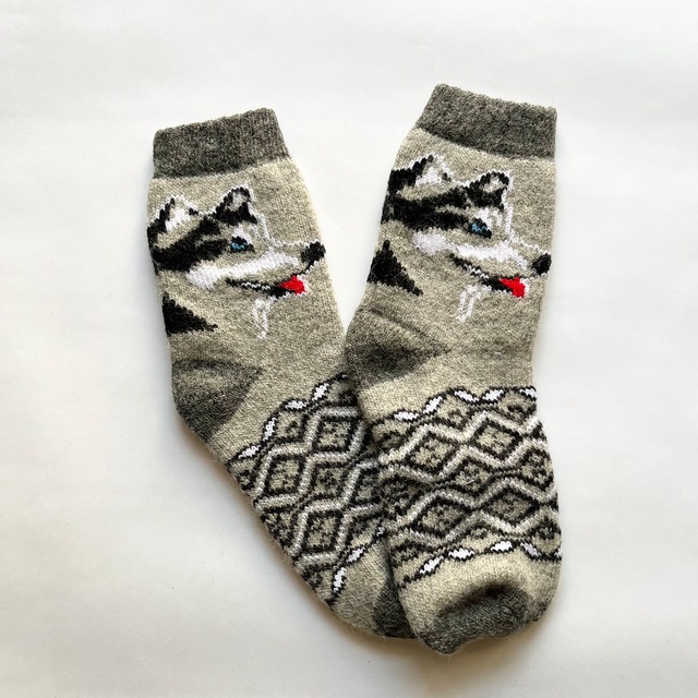 ウクライナ支援／ウールソックス（イヌ柄）