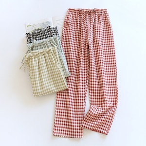 レディース パンツ ボトムス ルームウェア パジャマ 部屋着 ストレートパンツ ロングパンツ ロング フェミニン ウエストリボン ポケット ハイウエスト ウエストゴム かわいい 大人可愛い きれいめ シンプル カジュアル 上品 おしゃれ レトロ こなれ感 ラフ ガーリー モダン 抜け感 ラブリー キュート ベーシック チェック 格子柄 春 夏 秋 10代 20代 30代 お泊まり 休日 楽ちん 普段使い 着回し 定番 M L XL ゆったり ブラック ワインレッド グリーン