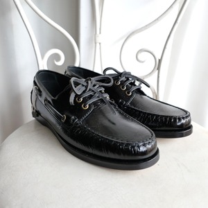 SAINT LAURENT PARIS BLACK LEATHER MOCCASIN