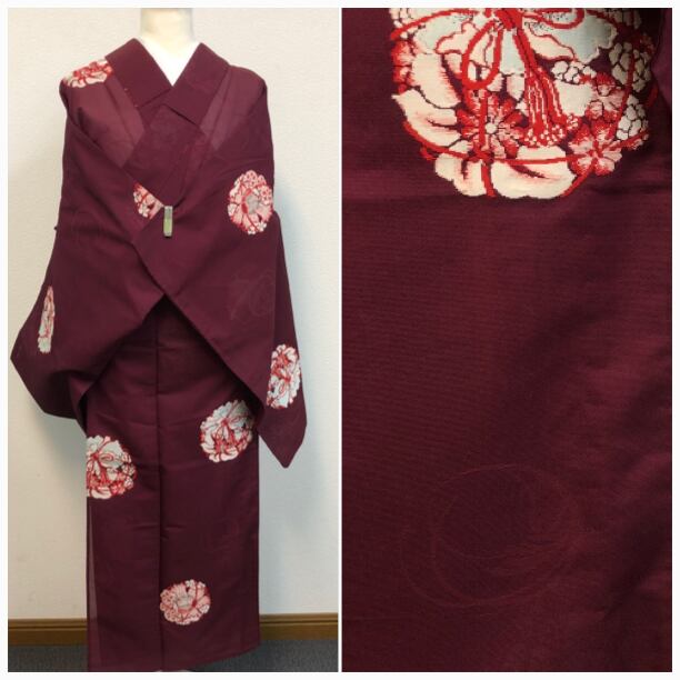 美品】袋帯 茶系 花 カジュアル 荒み しゃれ帯 洒落 着物