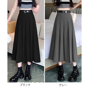 プリーツ ロングスカート ベルト付き レディース 春秋冬 韓国 スカート きれいめ シンプル 大人 かわいい おしゃれ カジュアル ハイウエスト 体型カバー Aライン 大人可愛い 大人女子