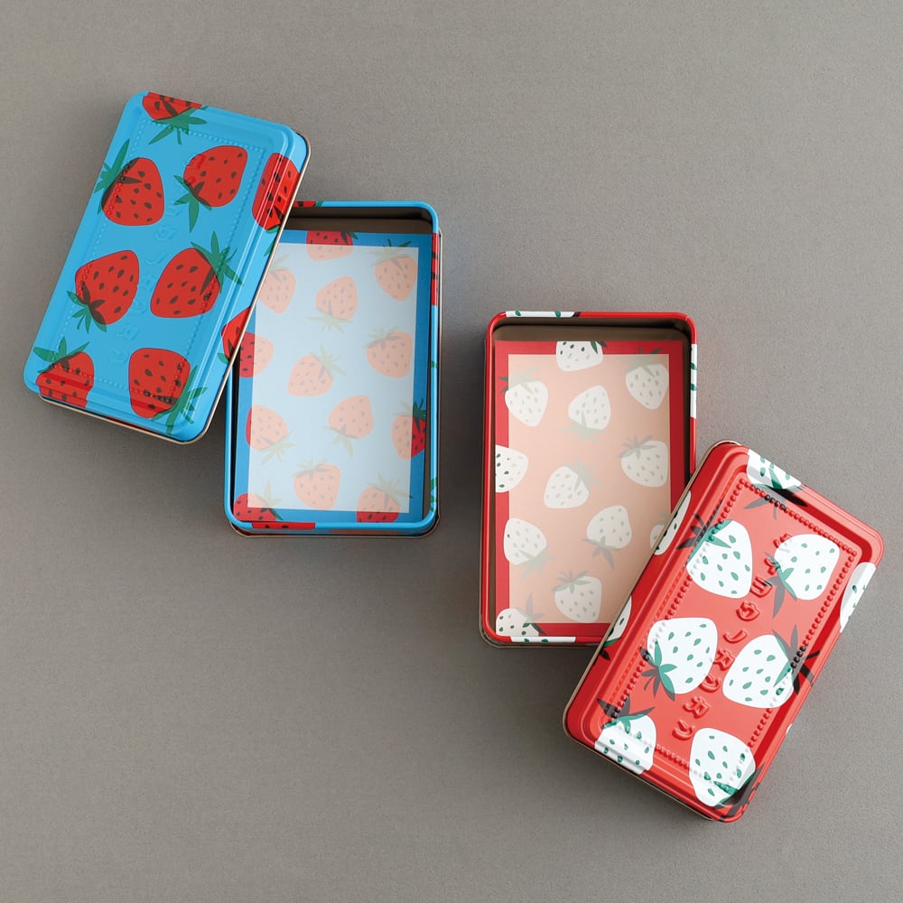 太陽ノ塔洋菓子店】缶入りメモパッド アカイチゴ / アオイチゴ 全2種