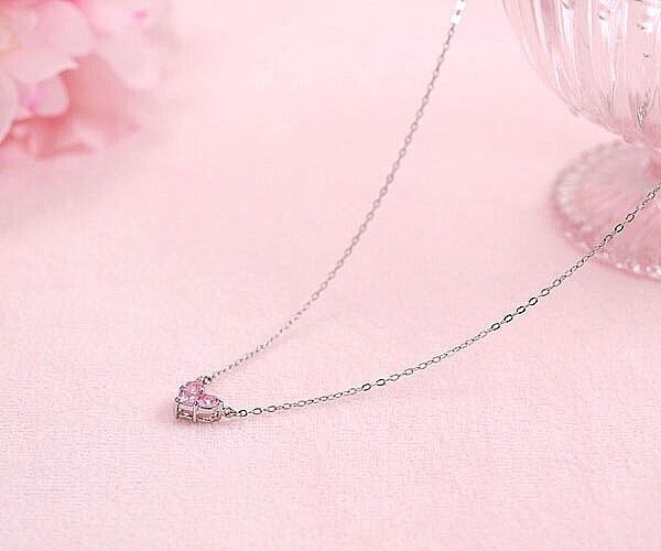 愛されハートネックレス！高品質キュービックジルコニア クリア