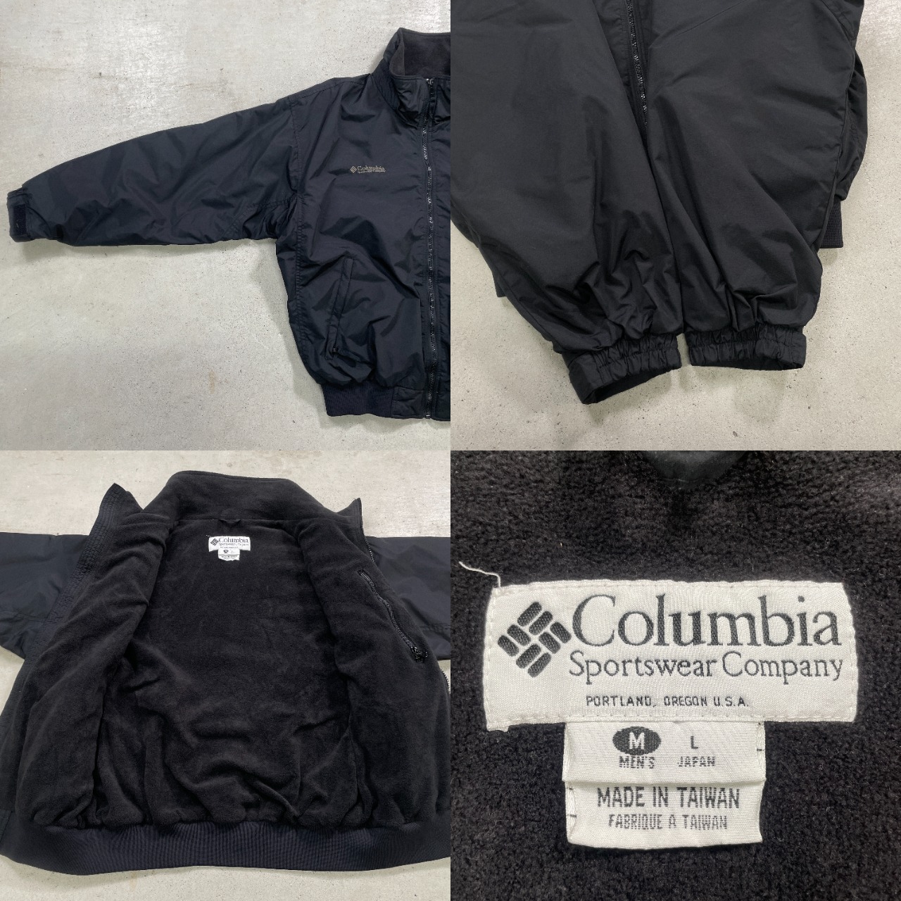 90年代 Columbia コロンビア オールブラック シェルジャケット 