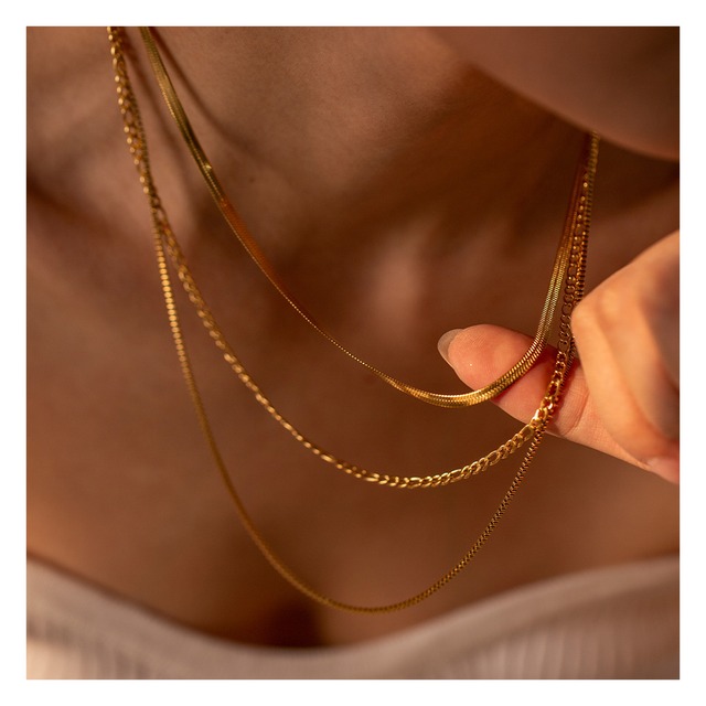 3連 Dot Figaro Chain Necklace