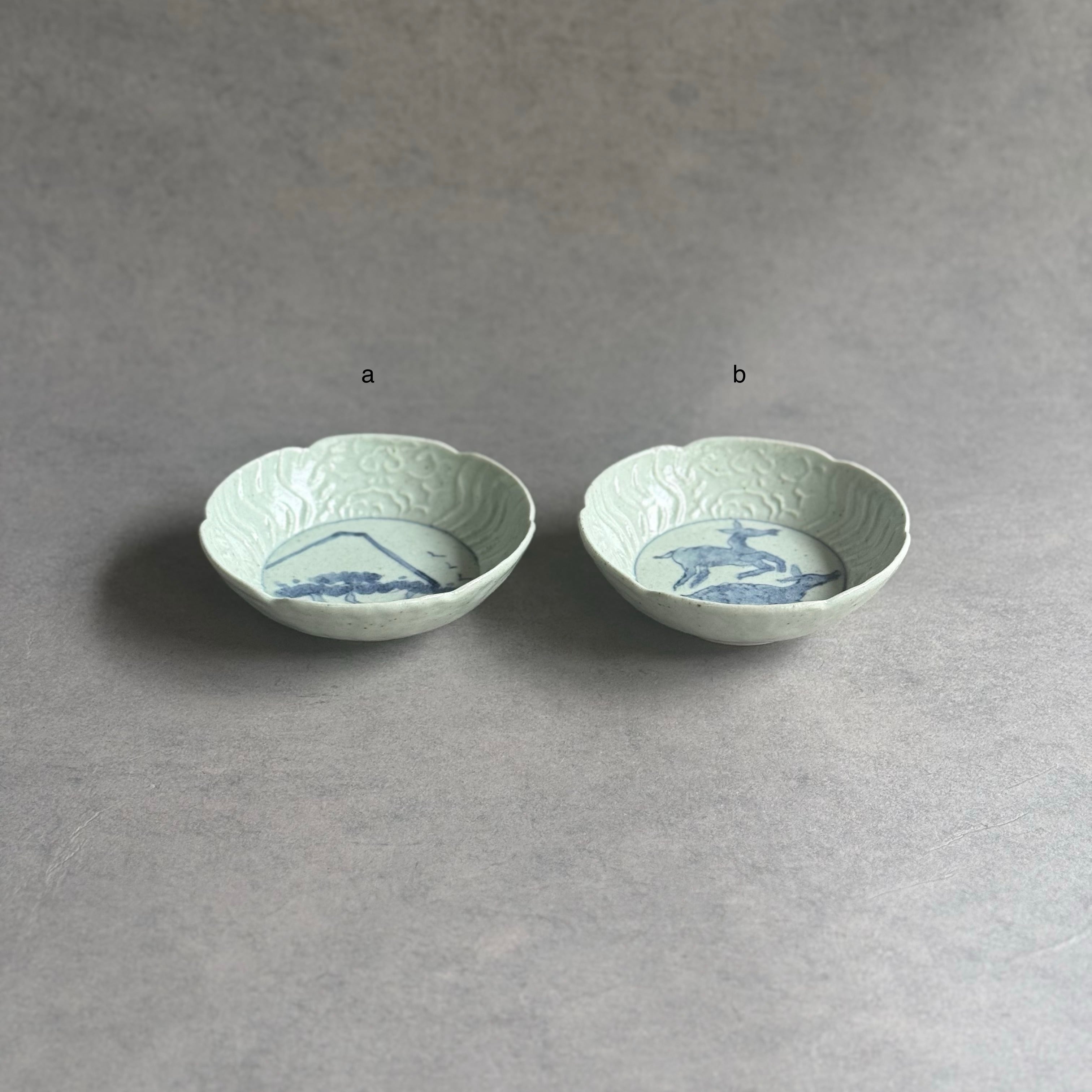 吉田崇昭 染付陽刻絵替りなます皿 | gallery 一白