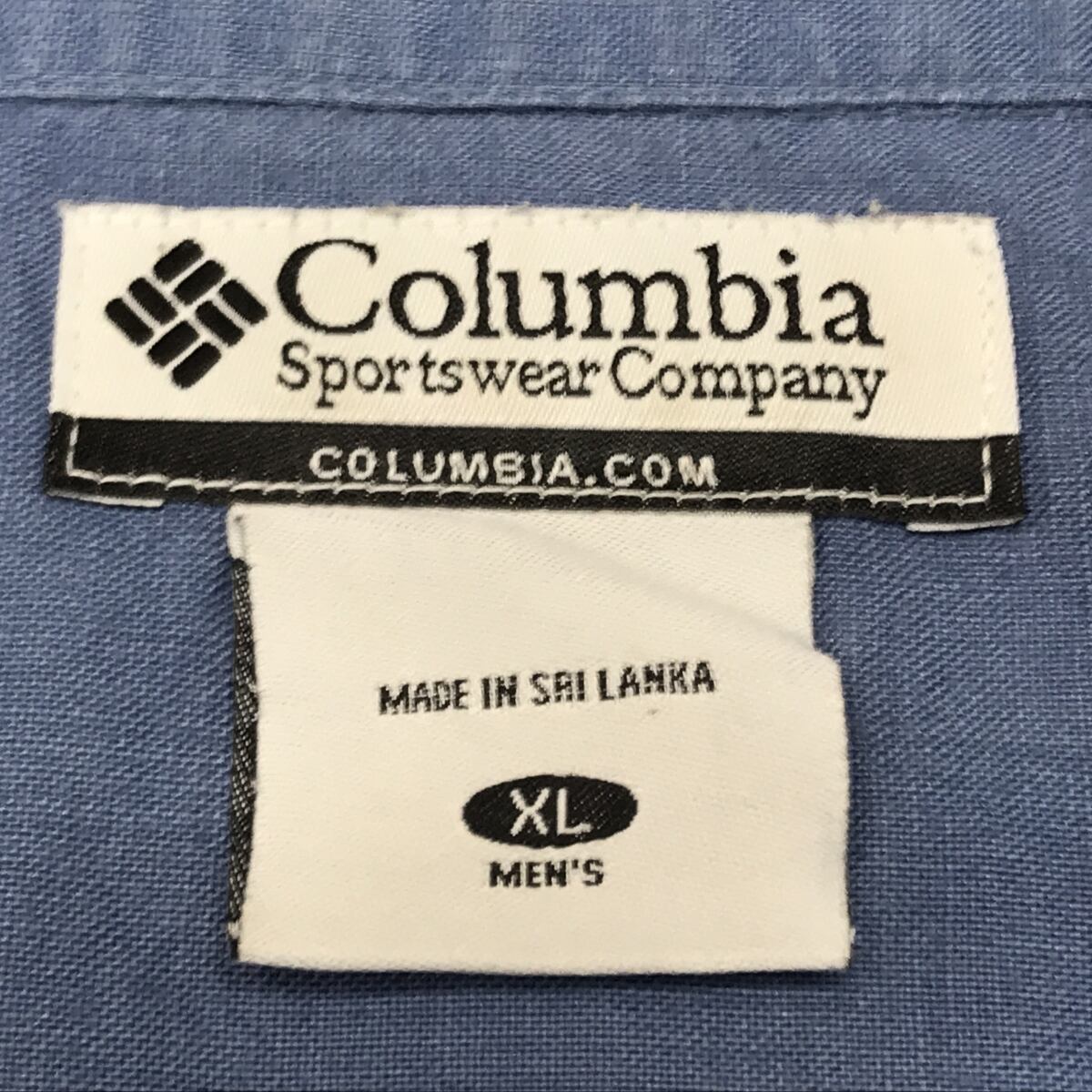 コロンビア 90年代 旧タグ リネン混 半袖シャツ ブルーグレー 無地 XL ...