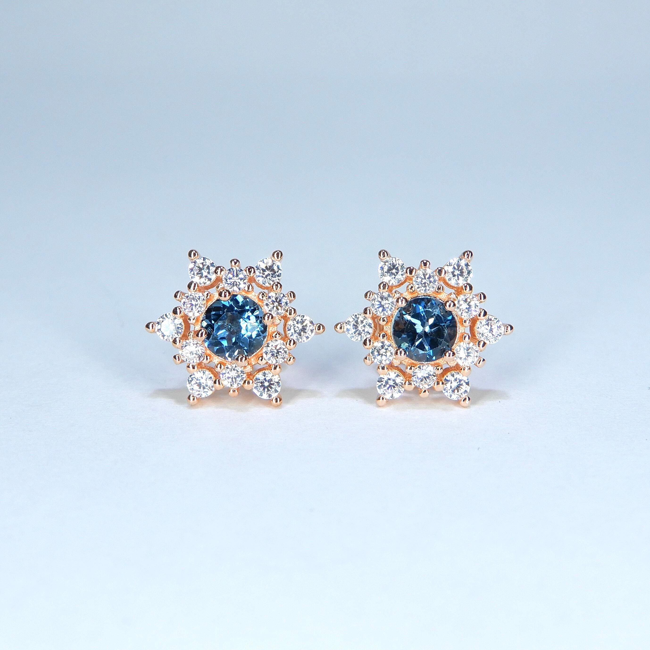 氷の結晶ピアス♦︎ロンドンブルートパーズ ♦︎PGカラー