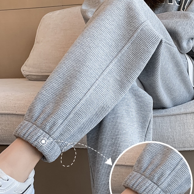 Sports pants Women spring And Autumn Thin Waffle Pants Loose tie