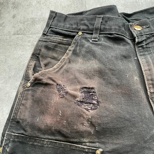 00s USA製 ブラック ダブルニー Carhartt カーハート 詳細写真10