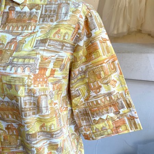 50's 60's city print blouse