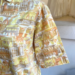 50's 60's city print blouse