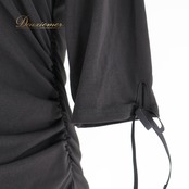 社交ダンス 衣装 トップス ブラウス ブラック系 チャコット Chacott 黒 日本製 水玉 ドット柄 リボン 透け感 伸縮 ストレッチ 練習 レッスン 上品 シンプル かわいい ダンス衣装 イベント ステージ パーティー