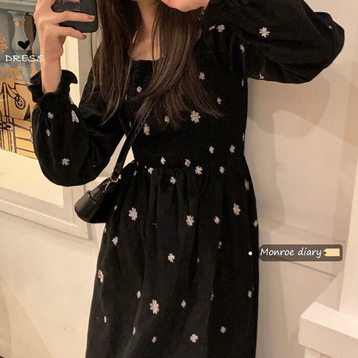 スタンダードドレス オータムウィンタースカート ブラックロング レトロ 秋物 冬物 モンロー52587549642