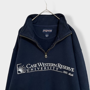 【JANSPORT】メキシコ製 カレッジ ケース・ウェスタン・リザーブ大学 プリント ハーフジップ スウェット プルオーバー Case Western Reserve University LARGE ジャンスポーツ US古着