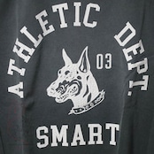 OE天竺編みピグメント ドッグ クラック プリント ロンT 犬 長袖 Tシャツ